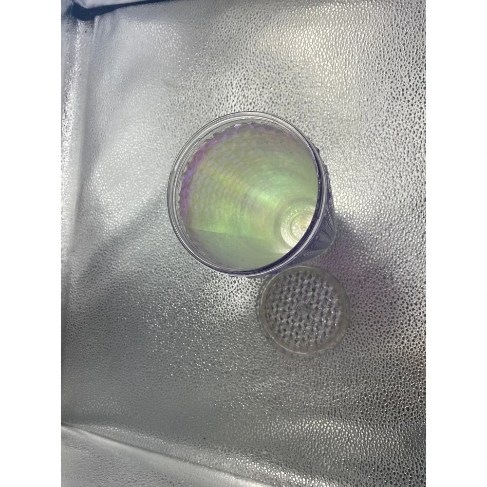 Iridescent Studded Tumbler 24oz‎ Cold Cup Geometric Textured Holographic Clear